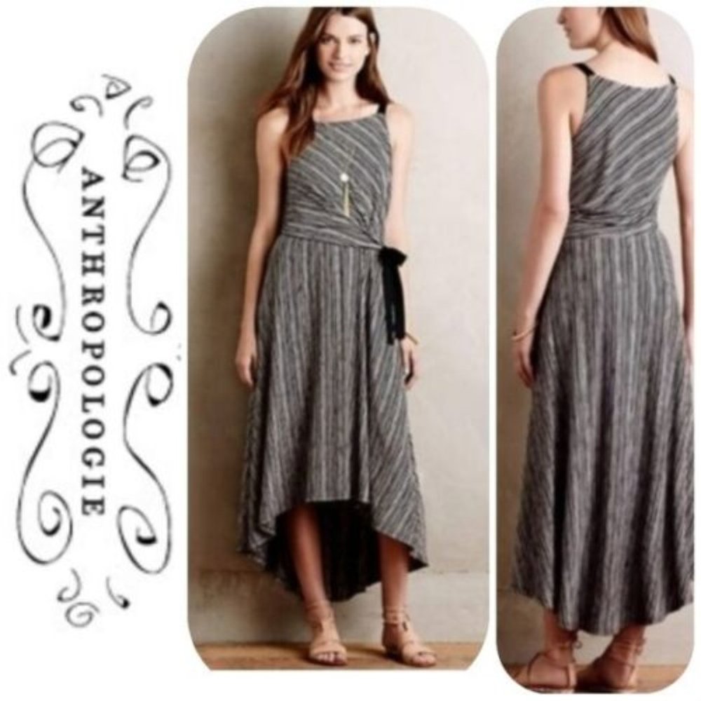 Anthropologie Maeve Salsola Striped Hi Lo Tie-Waist Maxi Dress XS